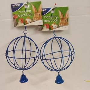 2 WARE Pets Wire Hanging Treat Despenser Ball Chickens Rabbits, Cats Dogs New